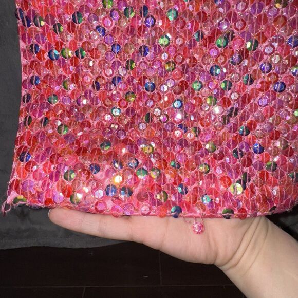 Vintage Cache Pink Sequin 90s Maxi Dress Sz 4 Y2K Fairy Mermaid Hoco Prom Event - Picture 9 of 12